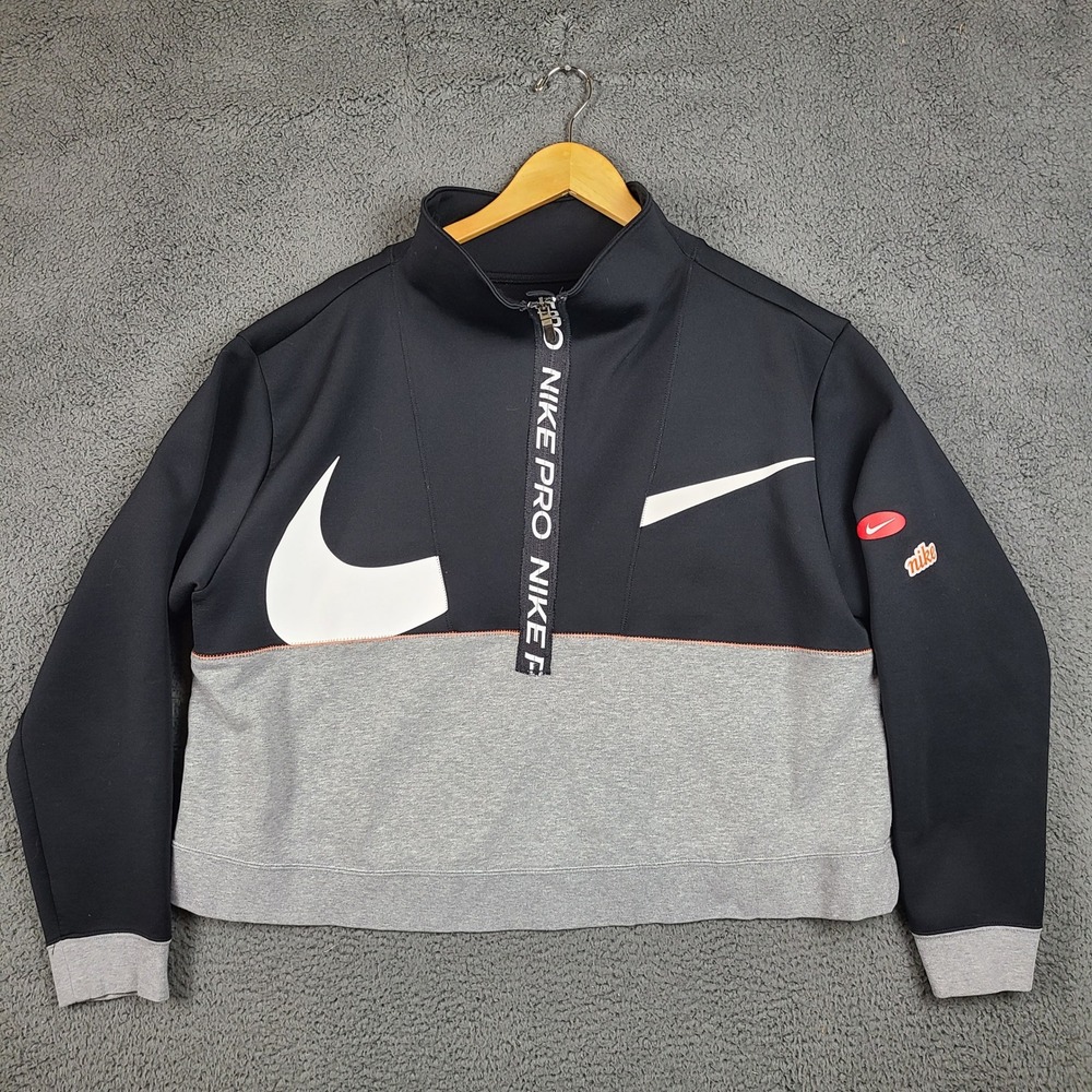 Nike Pro Get Fit Icon Clash Women 1X Dri-FIT 1/4 Zip Cropped Pullover DB4631-010